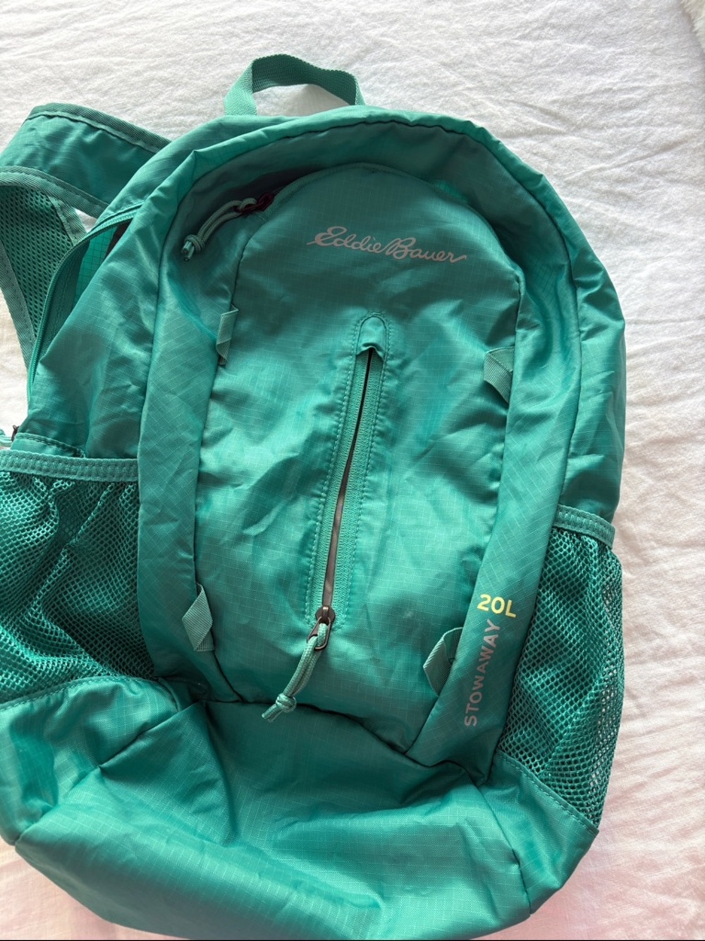 Eddie Bauer Teal Backpack with Front Zip and Mesh Pockets